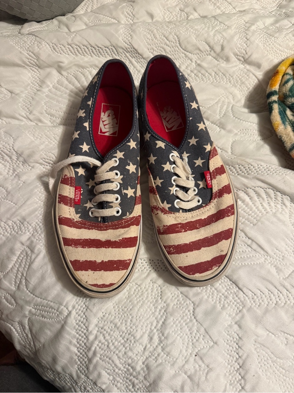 Vans Canvas Low-Top Sneakers in Blue, White & Red